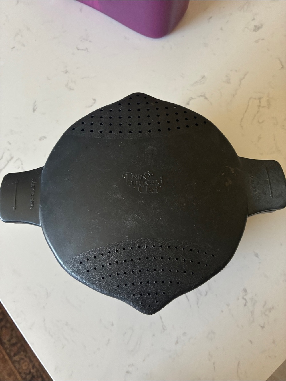 Pampered Chef Black Vented Microwave steamer